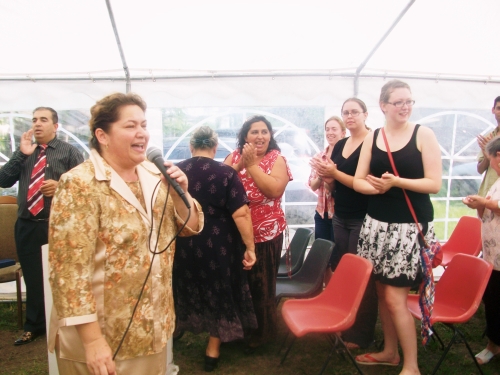 The Girls enjoyed the tent meeting, but they couldn t stand the heat, 40+