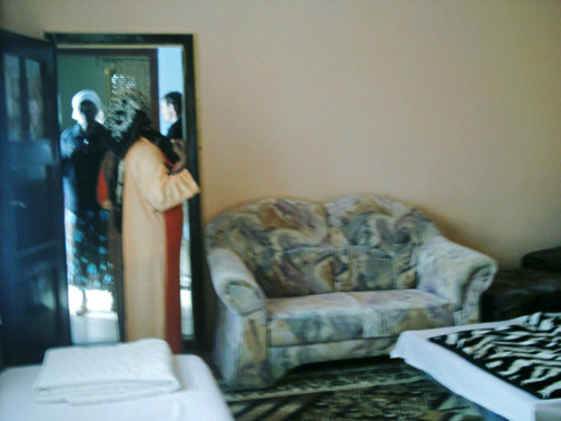 Inside, the buildingyou can see seats and beds